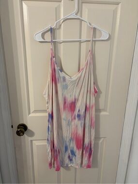 Old Navy Women's Pink & Blue Tie-Dye Spaghetti Strap Nightgown